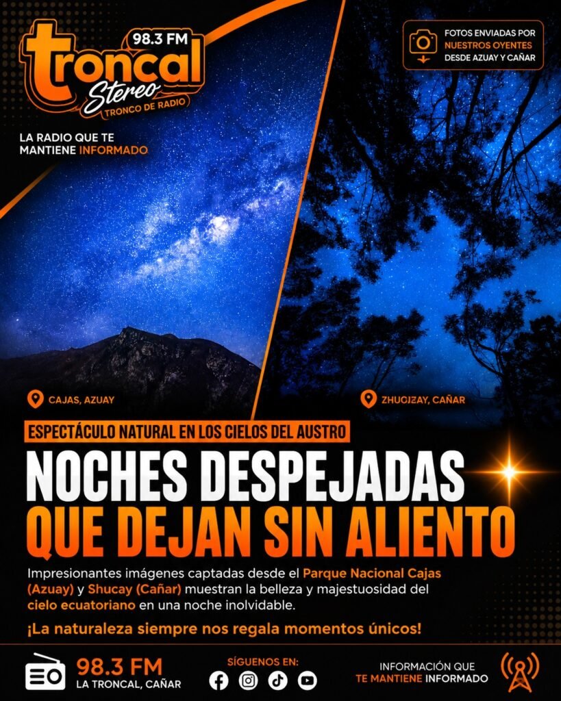 Cajas y Zhucay: lugares donde el cielo nocturno muestra su magia.
