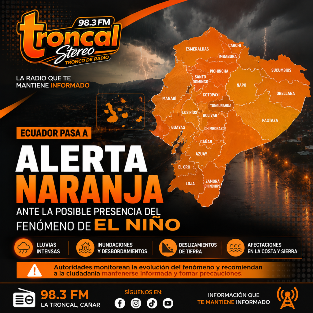 Ecuador eleva a alerta naranja la vigilancia por el fenómeno de El Niño.