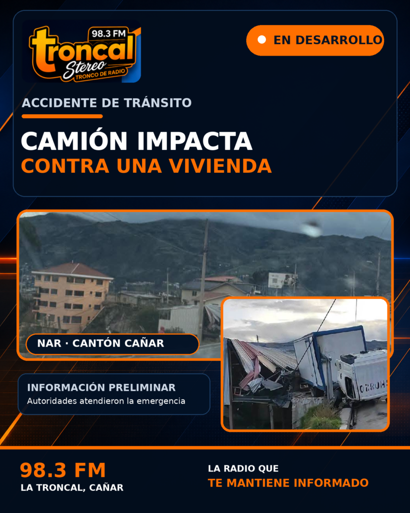 Accidente de tránsito obligó a suspender temporalmente la circulación en el sector Nar, cantón Cañar