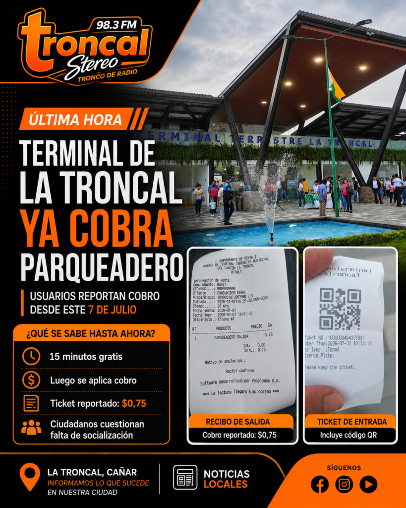 Terminal Terrestre de La Troncal ya cobra por el uso del estacionamiento.