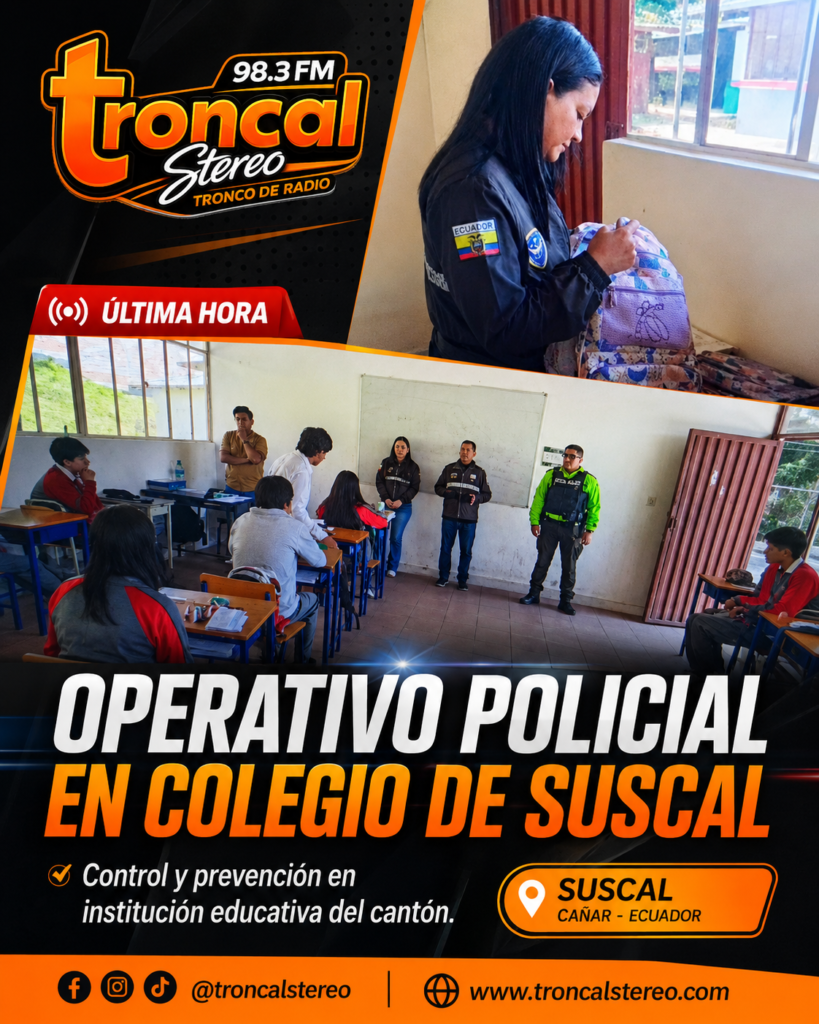 Operativo preventivo en unidad educativa de Suscal deja resultado positivo: no se encontraron drogas ni armas