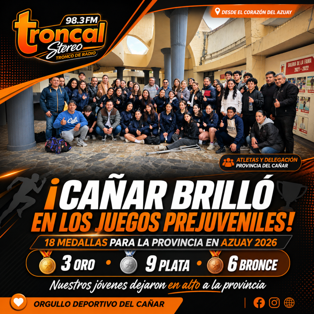 Cañar brilló con 18 medallas en los XIII Juegos Nacionales Prejuveniles Azuay 2026