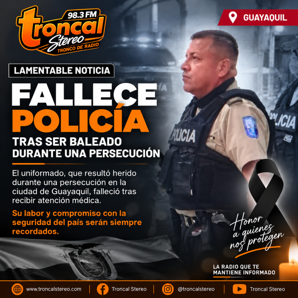 Falleció el sargento de Policía que fue baleado durante una persecución en Guayaquil