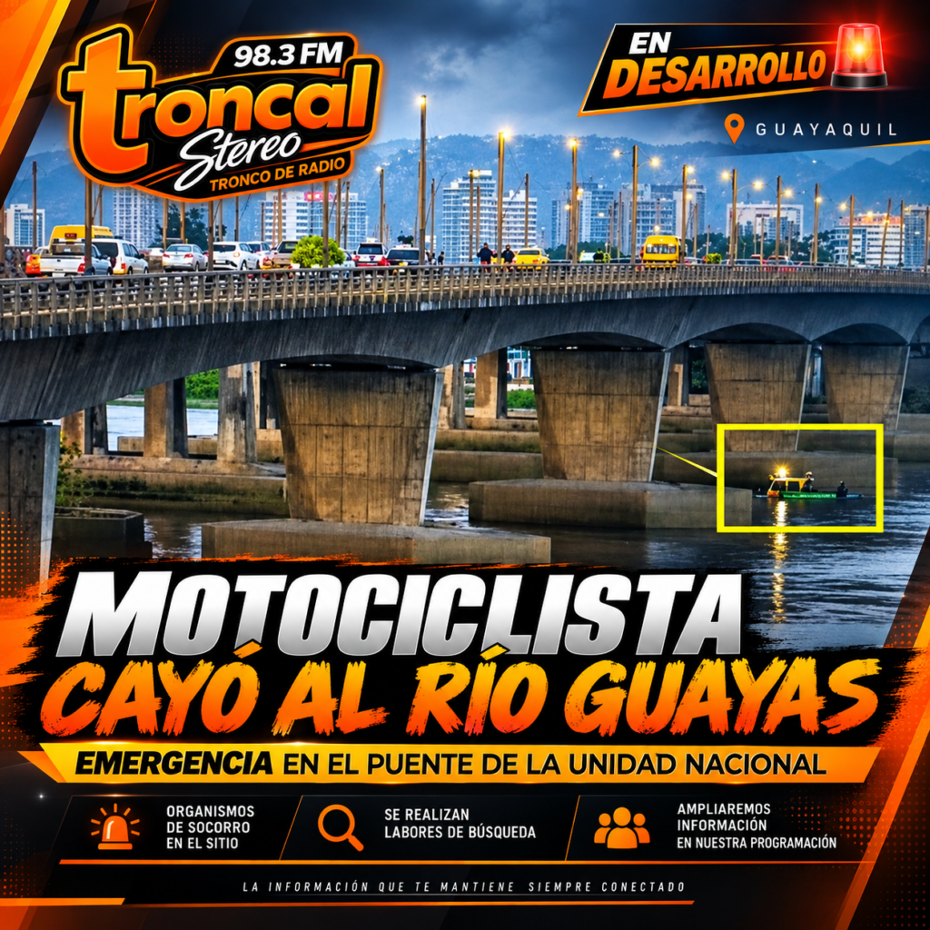 Motociclista cae al río Daule desde el Puente de la Unidad Nacional